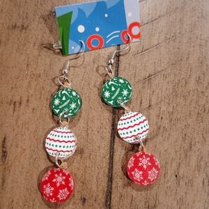 Festive Green and Red Holiday Earrings